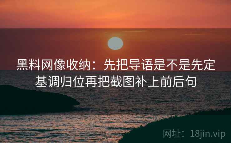 黑料网像收纳：先把导语是不是先定基调归位再把截图补上前后句